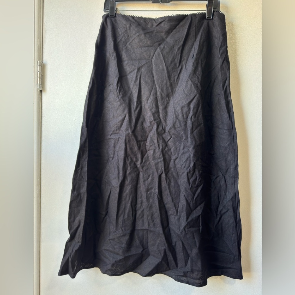 Joie Black Linen Blend Straight Skirt Sz 12 - Picture 8 of 8